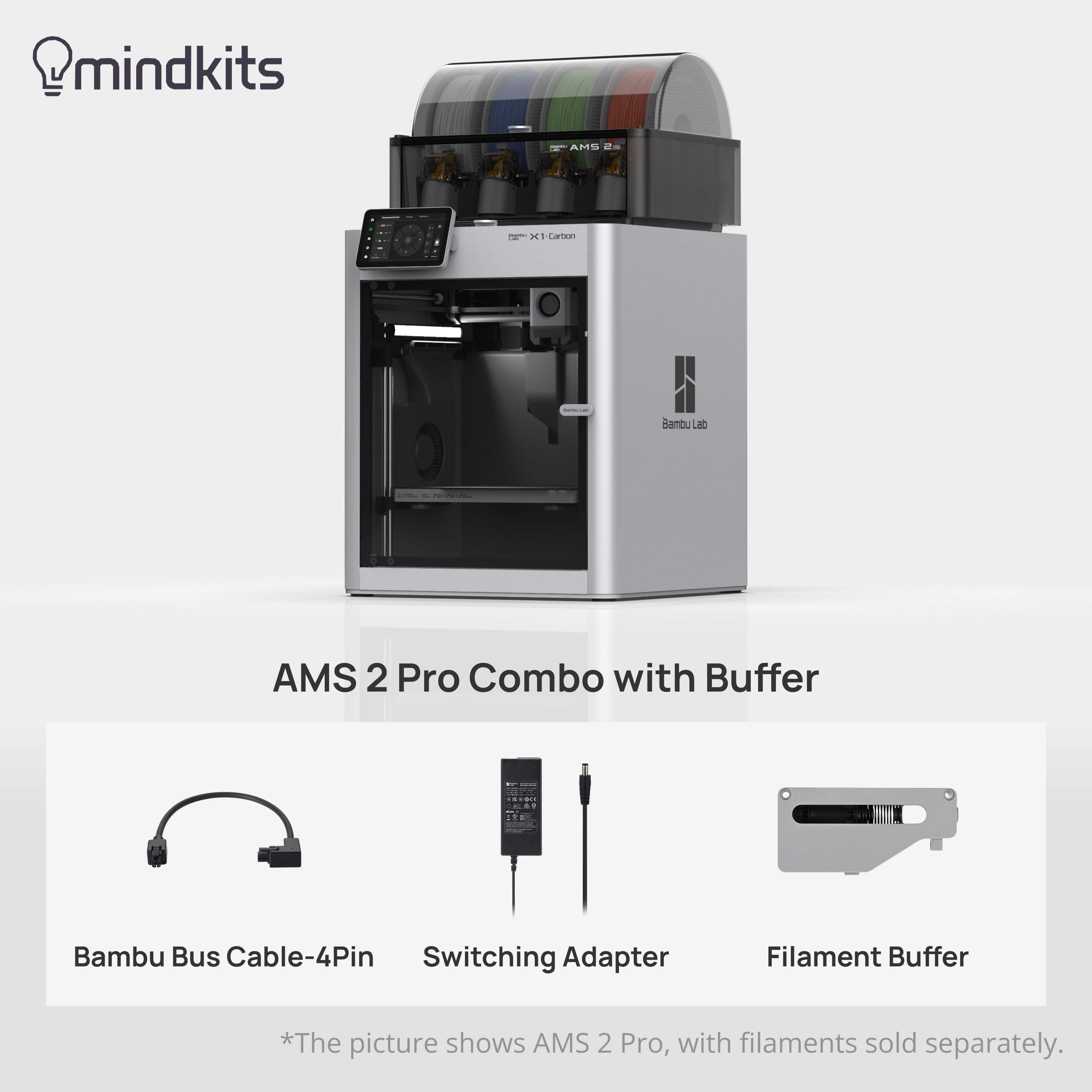Bambu Lab X1 Carbon 3D Printer with AMS 2 Pro Kit (with Filament 