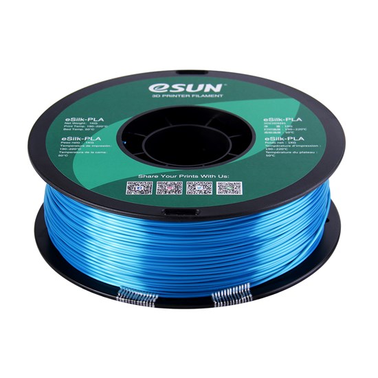 eSilk-PLA filament, 1.75mm, Cyan, 1kg/roll - eSilk-PLA175CY1