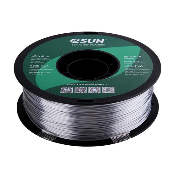 eSilk-PLA filament, 1.75mm, Silver, 1kg/roll - eSilk-PLA175S1