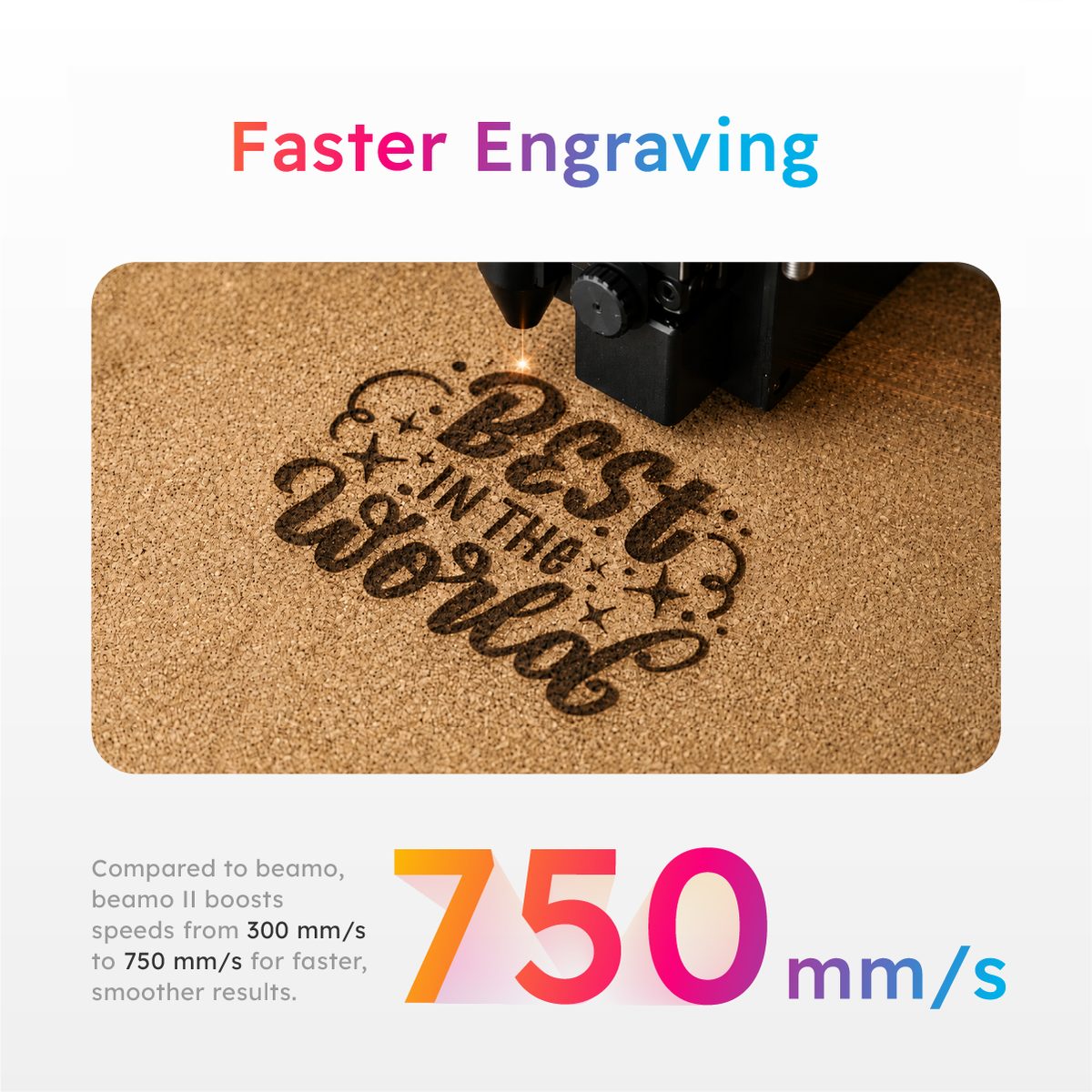 beamo II engraving at up to 750 mm/s