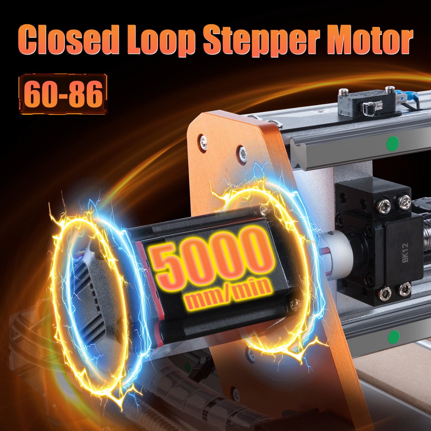 FoxAlien Vasto XL V2 closed loop stepper motor 5000mm/min rapid feed rate CNC router