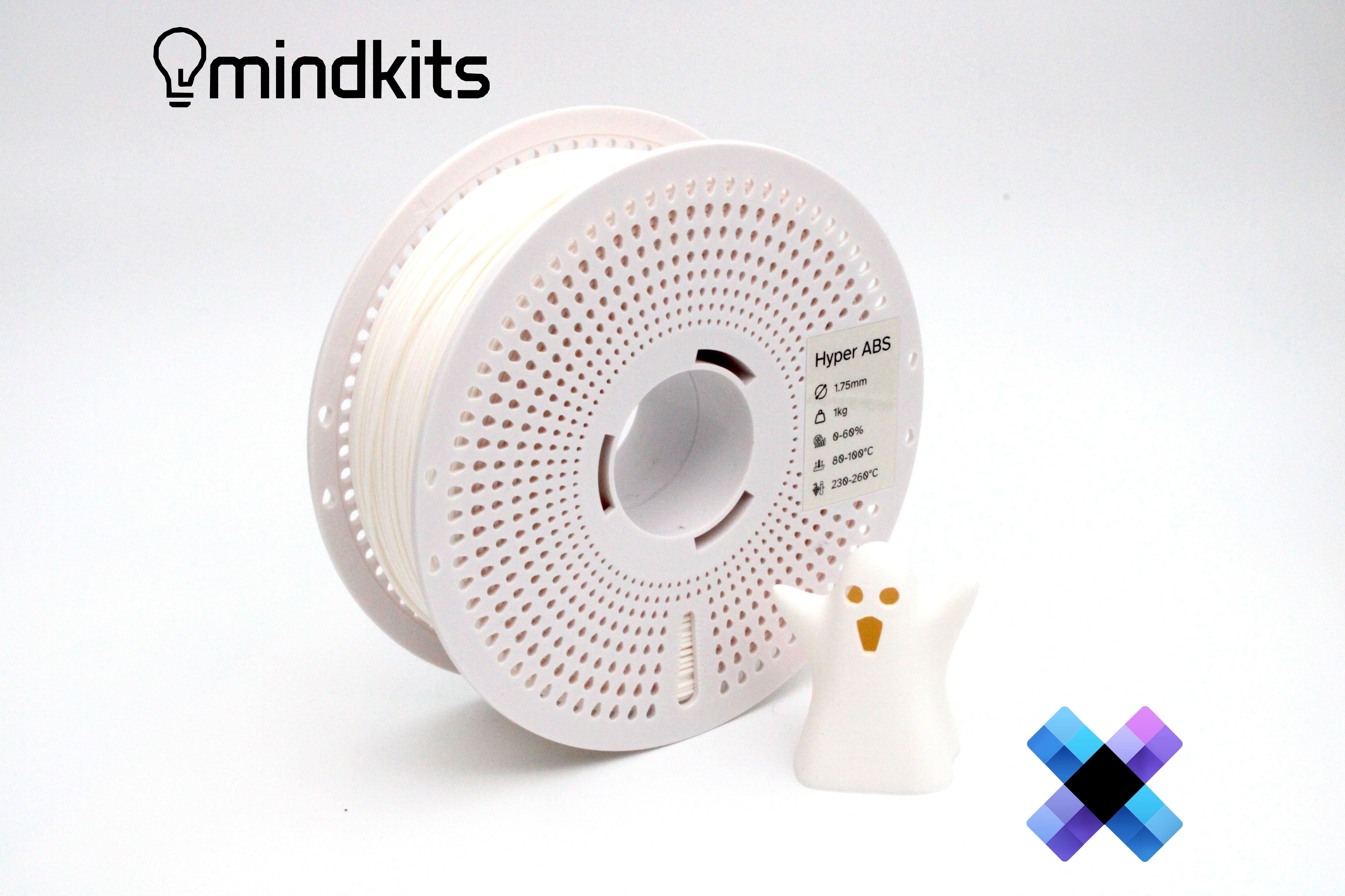 Pixel Filament Hyper ABS - CryoFrost (White) - with Reusable Spool - 1kg