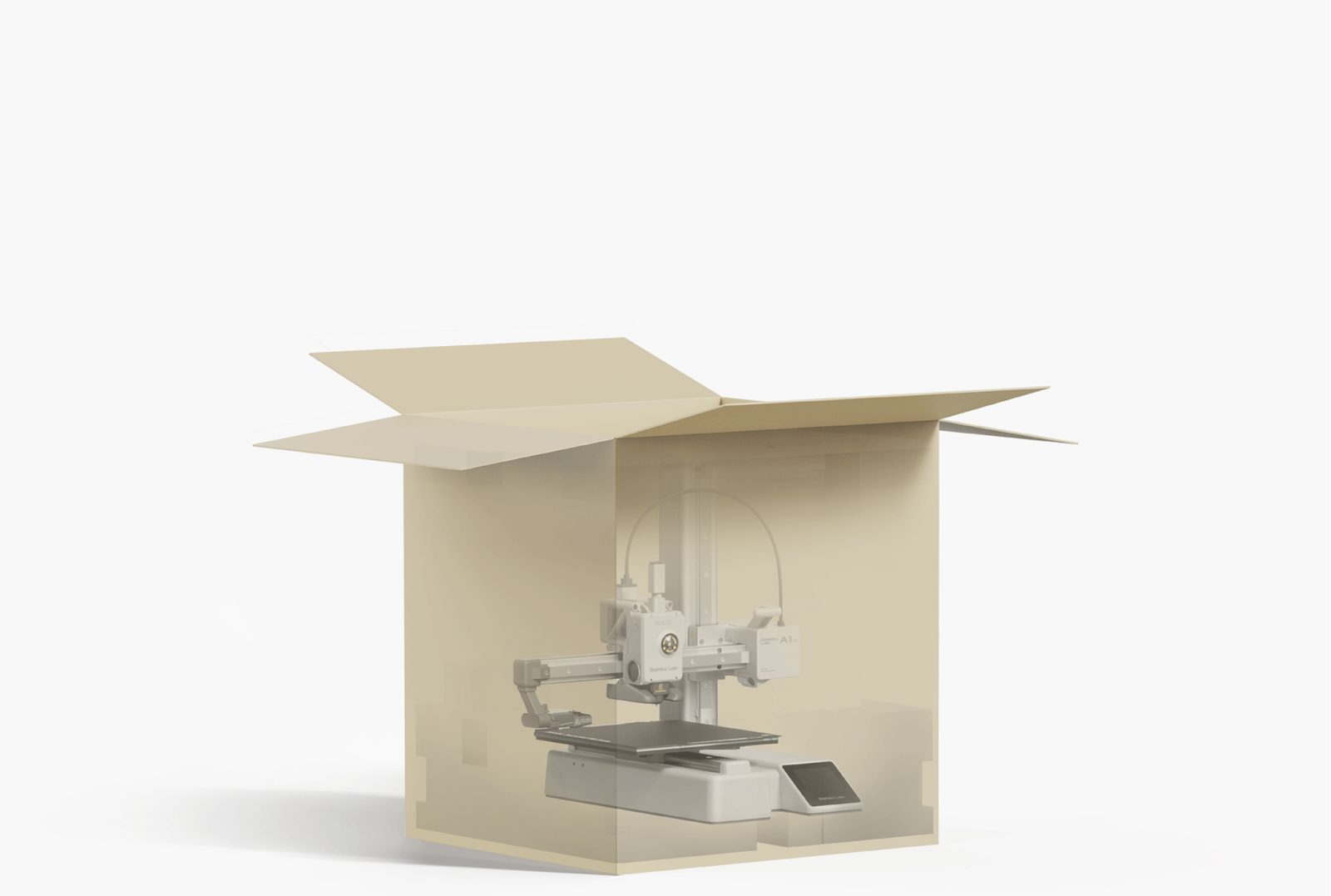 Bambu Lab A1 Mini 3D printer arrives pre-assembled in the box ready to print