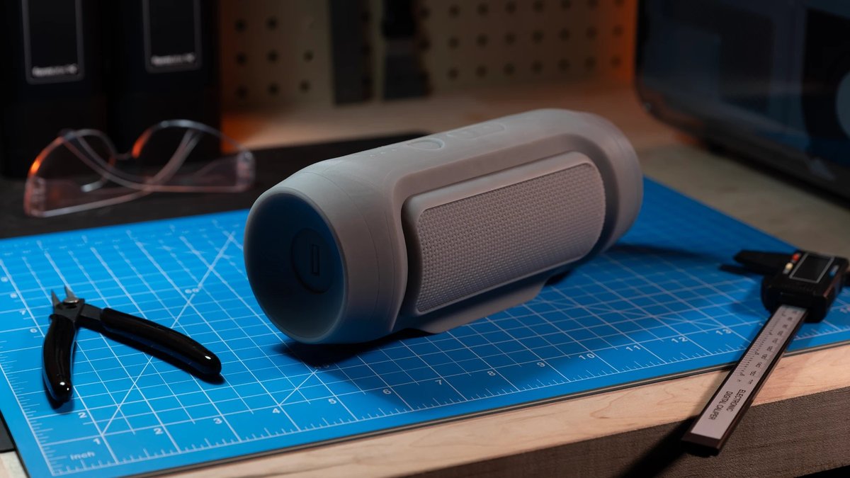 Speaker enclosure prototype printed on Formlabs Form Studio 1