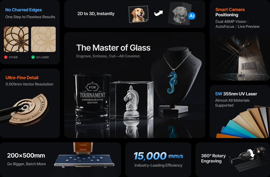 xTool F2 Ultra UV 3D inner glass engraving