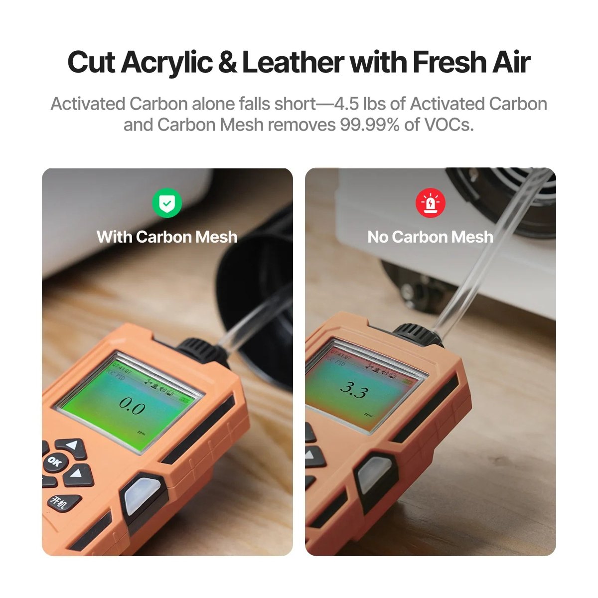 xTool AP2 removes odour when laser cutting acrylic and leather