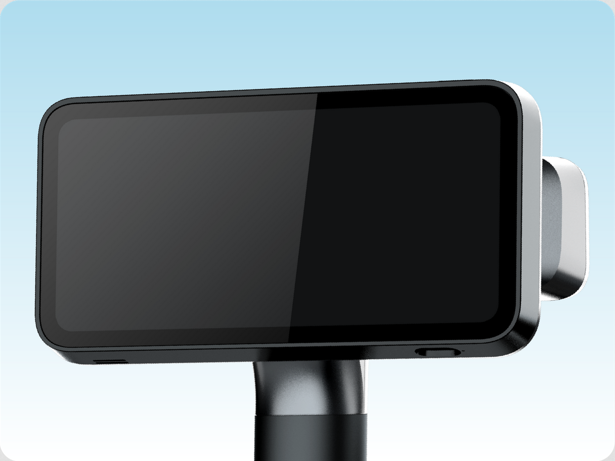 EinScan Rigil Lite — 6.4-inch 2K AMOLED touchscreen showing scan workflow