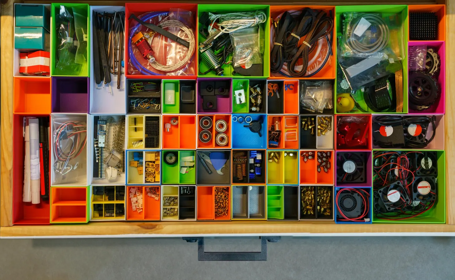 Organised engineering and electronics parts