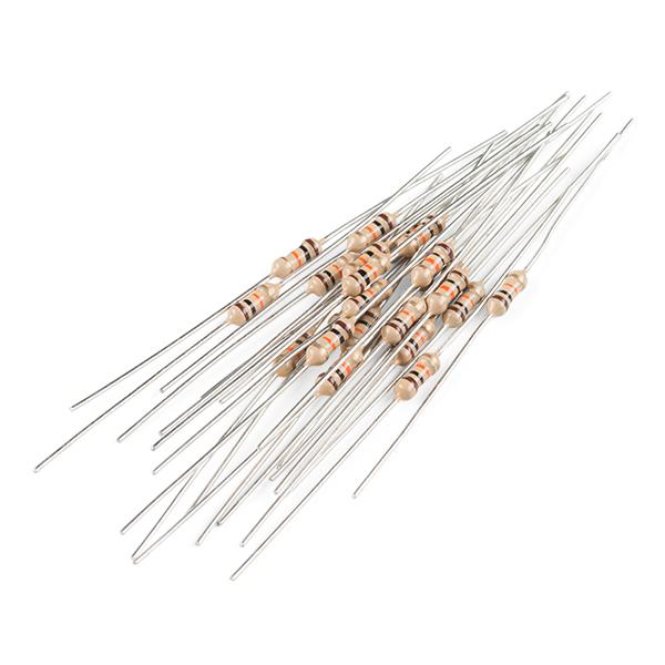 Resistor 10K Ohm 1/4 Watt PTH - 20 pack (Thick Leads) - PRT-14491
