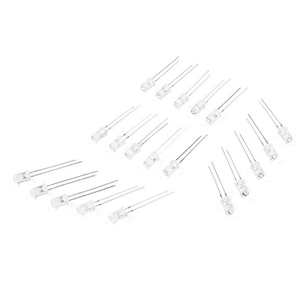 LED - Assorted with Resistor 5mm (20 pack) - COM-14977