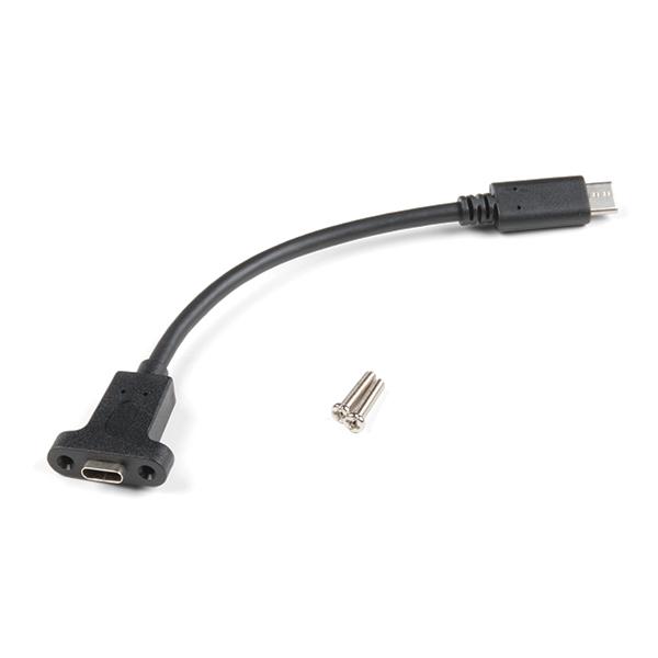 Panel Mount USB-C Extension Cable - 6" - CAB-15455