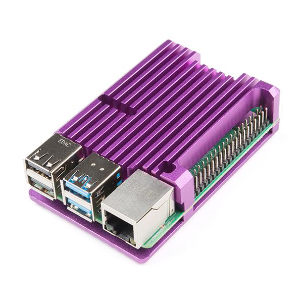 Aluminum Heatsink Case for Raspberry Pi 4 - Purple - PRT-15894