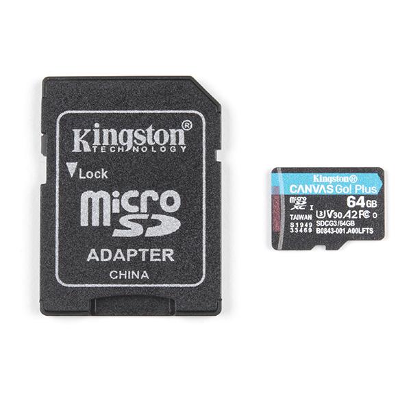 Kingston Canvas Go! Plus 64GB MicroSD Card with Adapter - COM-16498
