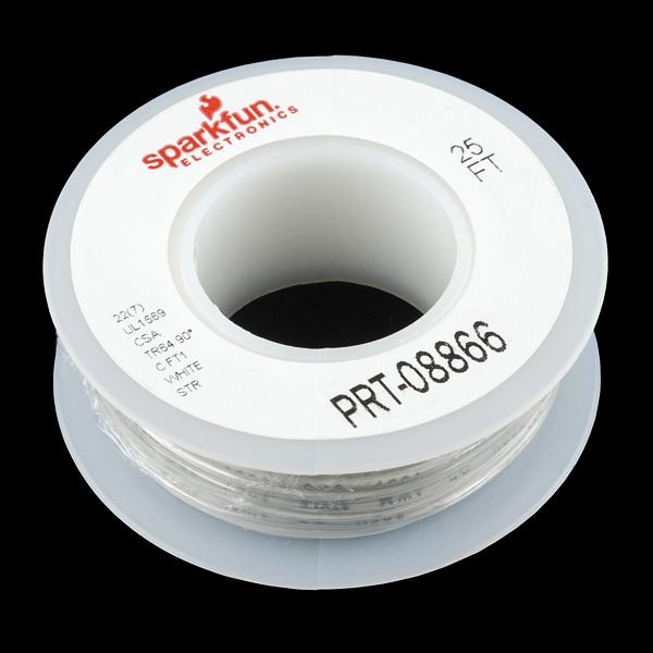 Hook-up Stranded Wire - White (22 AWG) - PRT-08866
