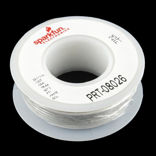 Hook-up Wire - White (22 AWG) - PRT-08026