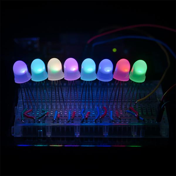 LED - RGB Addressable, PTH, 8mm Diffused (5 Pack) - COM-12877