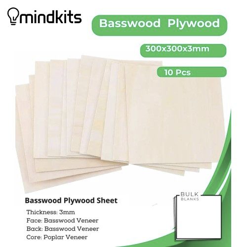 Bulk Blanks Basswood Ply 3mm 300x300mm (10pc) basswood plywood,basswood plywood sheets,basswood plywood 3mm,basswood plywood 4x8,basswood plywood vs birch plywood,basswood plywood for laser cutting,basswood plywood near me,basswood ply sheets