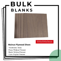 Bulk Blanks Walnut Ply 3mm 300x300mm (10pc) - AL-BB-WLN3003003
