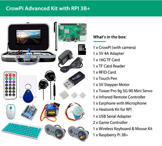 CrowPi - Advanced Kit with Raspberry Pi 3B+ (Black) - EL-SES14002KBLKADV