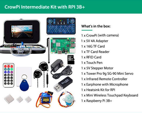 CrowPi - Intermediate Kit with Raspberry Pi 3B+ (Black) - EL-SES14002KBLKINT