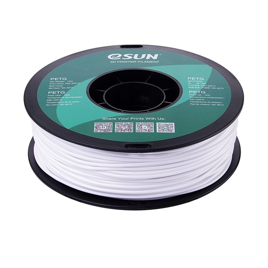 PETG filament, 2.85mm (3.0mm Compatible), Solid White, 1kg/spool - MK-PET300WH