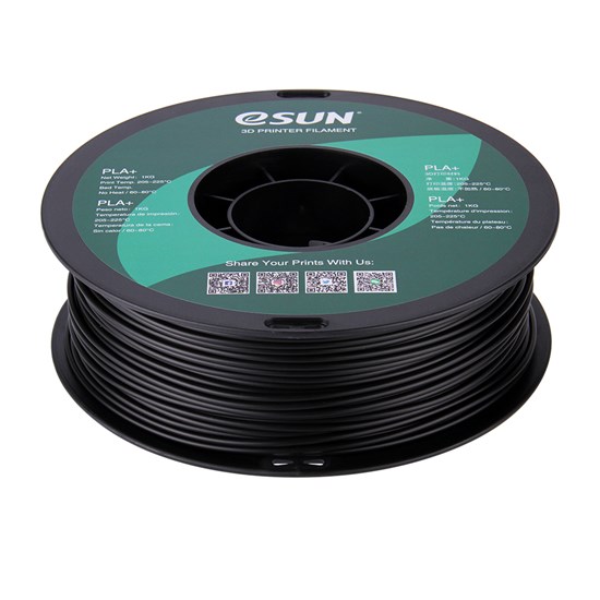 PLA+ filament, 2.85mm (3.0mm Compatible), Black, 1kg/spool - MK-PLA300BK
