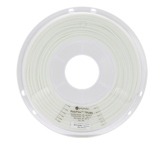Polyflex TPU95 White 2.85mm Filament 750 Grams - POLY-WHT285TPU