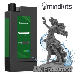 UniFormation Water Washable Resin - Cartridge - 1.2KG - HD Dark Gray (W04) uniformation,3d printer,sla,resin,msla,photopolymer,cure,uv,replacement,spare part,resin vat,water washable