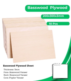 Bulk Blanks Basswood Ply 3mm 200x300mm (10pc) laser plywood sheets New Zealand