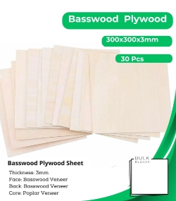 Bulk Blanks Basswood Ply 3mm 300x300mm (30pc) laser plywood sheets New Zealand