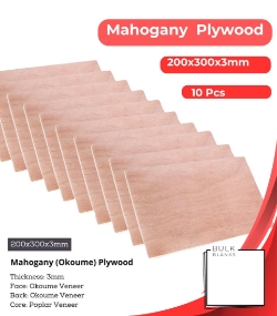 Bulk Blanks Mahogany (Okoume) Ply 3mm 200x300mm (10pc) laser plywood sheets New Zealand