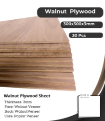 Bulk Blanks Walnut Ply 3mm 300x300mm (30pc) laser plywood sheets New Zealand