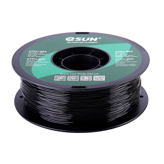 eTPU-95A filament, 1.75mm, Black, 1kg/roll - eTPU-95A175B1