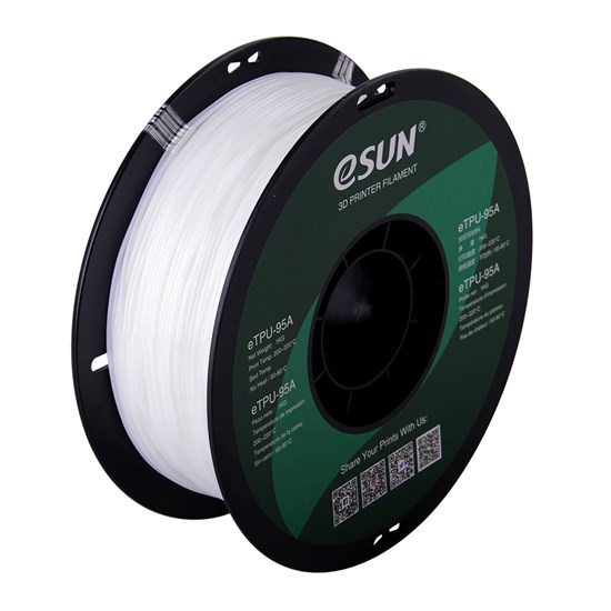 eTPU-95A filament, 1.75mm, White, 1kg/roll - eTPU-95A175W1