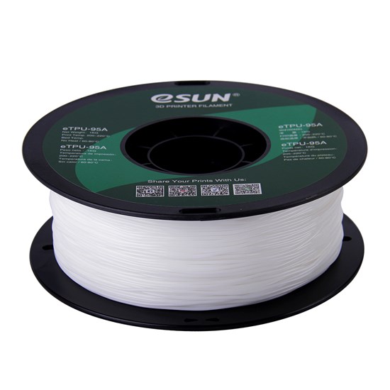 eTPU-95A filament, 1.75mm, White, 1kg/roll - eTPU-95A175W1
