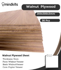 Bulk Blanks Walnut Ply 3mm 200x300mm (30pc) - AL-BB-WLN3002003