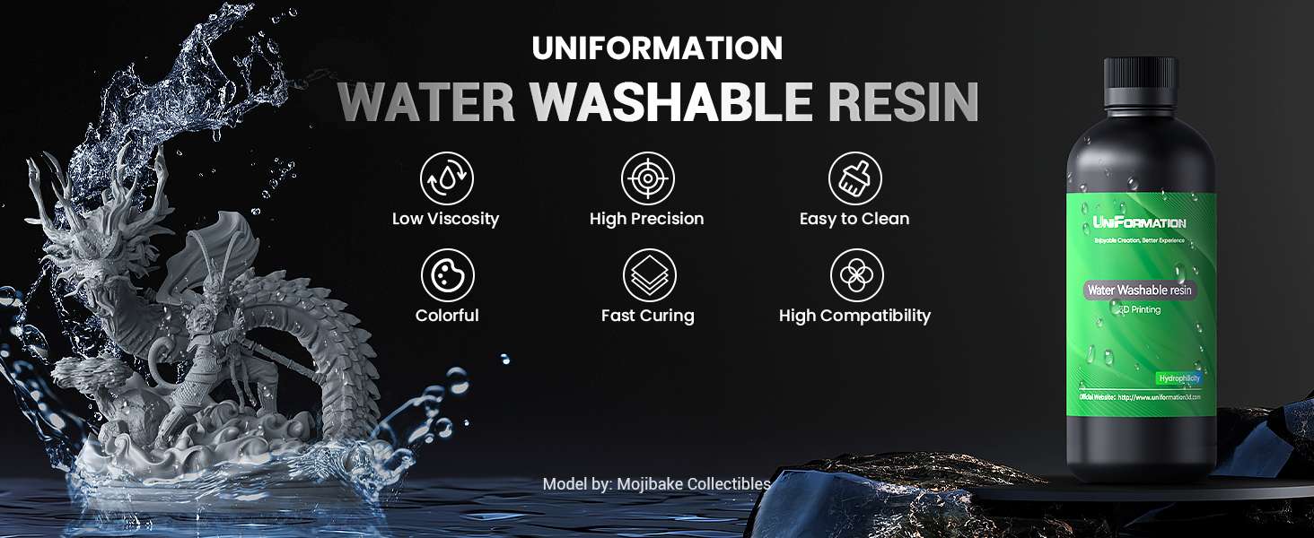 UniFormation Water Washable Resin - Cartridge - 1.2KG - HD Dark Gray (W04)