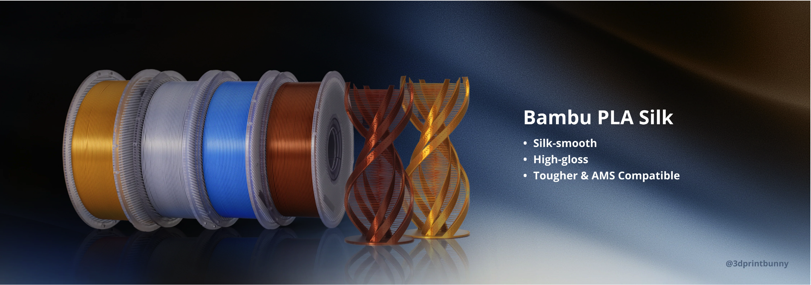 Bambu Lab - PLA Silk Silver with Bambu Reusable Spool - 1KG
